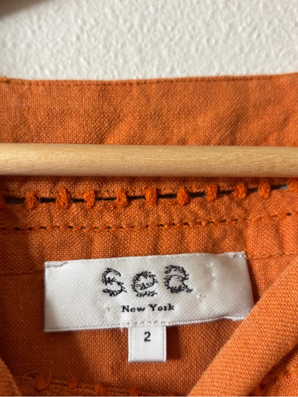 Sea New York Orange Cotton Linen Blouse Size 2 - Picture 4 of 9